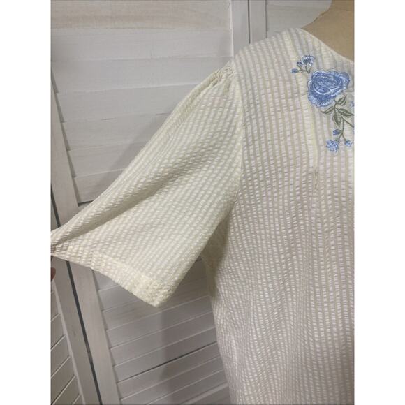 Charter Club Intimates Nightgown Housecoat Robe Seersucker Cotton Modest Large - Picture 3 of 8